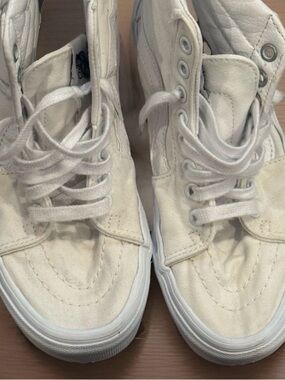 Vans SK8 Canvas High Triple White Top Skate Shoes Mens 4.5 Womens 6